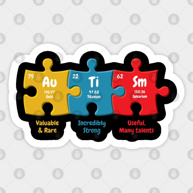 Autism Awareness Puzzle Chemical Element Sticker by aneisha